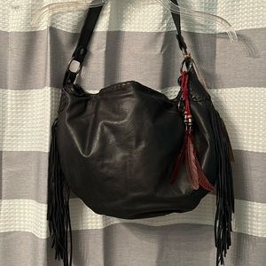 Patricia Nash Womens Vincenzo Leather Fringe Hobo Handbag